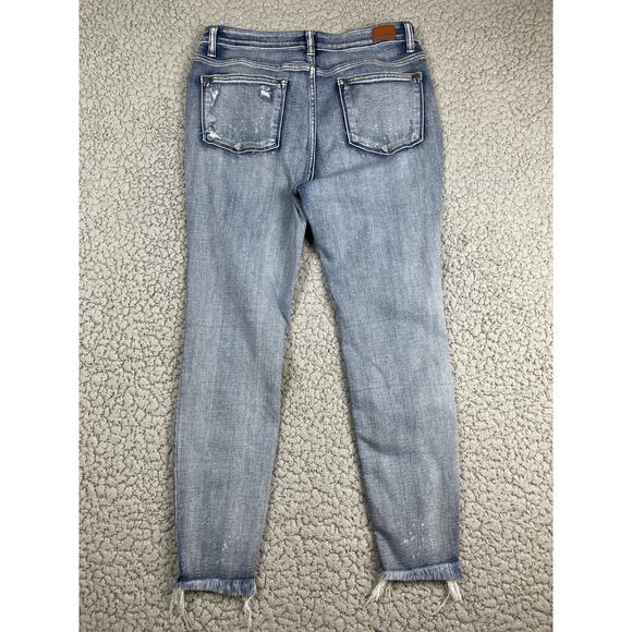 Judy Blue Skinny Fit Jeans 13/31 High-Rise Distressed Button Fly Frayed Hem - Picture 7 of 11